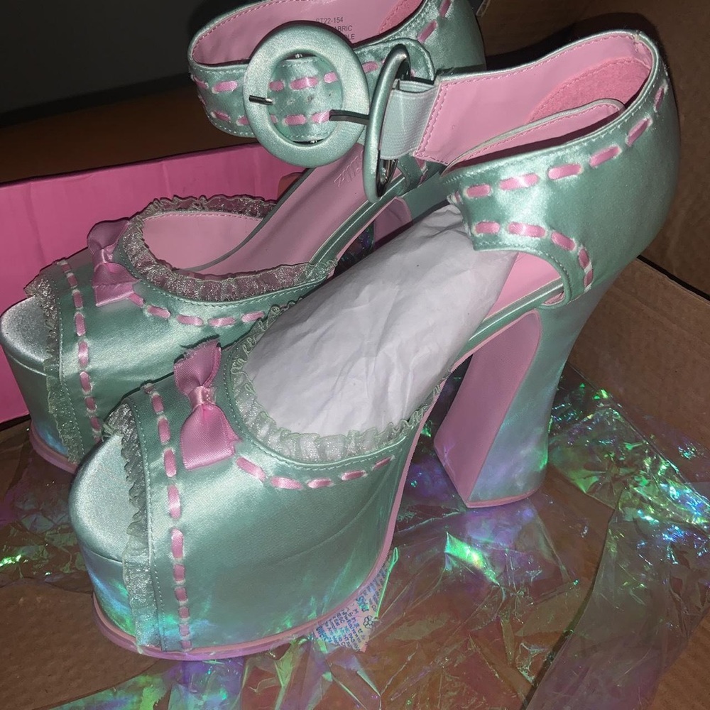 Pink & green heels from Sugar Thrillz Brand New size 9 - Picture 4 of 7